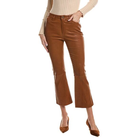 Frame Denim Womens Frame Le Crop Leather Tobacco Mini Boot Jean - Picture 1 of 3